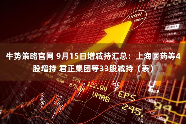 牛势策略官网 9月15日增减持汇总：上海医药等4股增持 君正集团等33股减持（表）