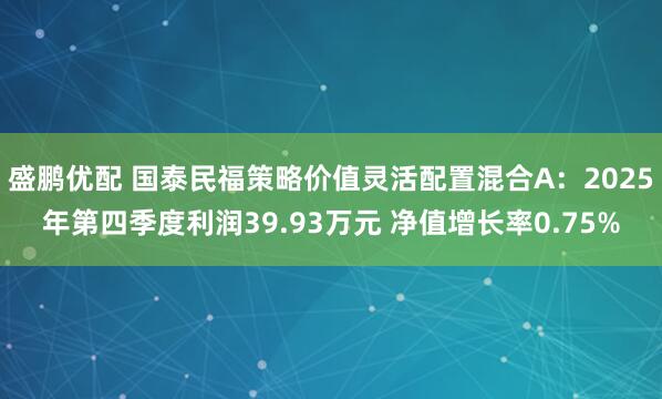 盛鹏优配 国泰民福策略价值灵活配置混合A：2025年第四季度利润39.93万元 净值增长率0.75%