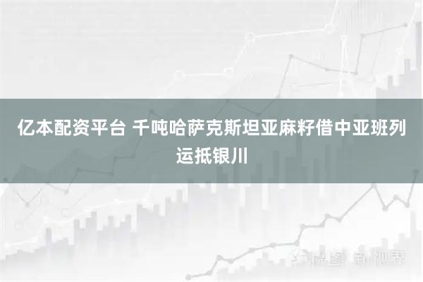 亿本配资平台 千吨哈萨克斯坦亚麻籽借中亚班列运抵银川